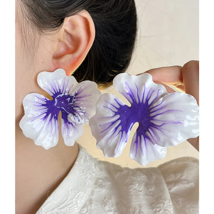 1 Pair Vacation Flower Enamel Iron Ear Studs