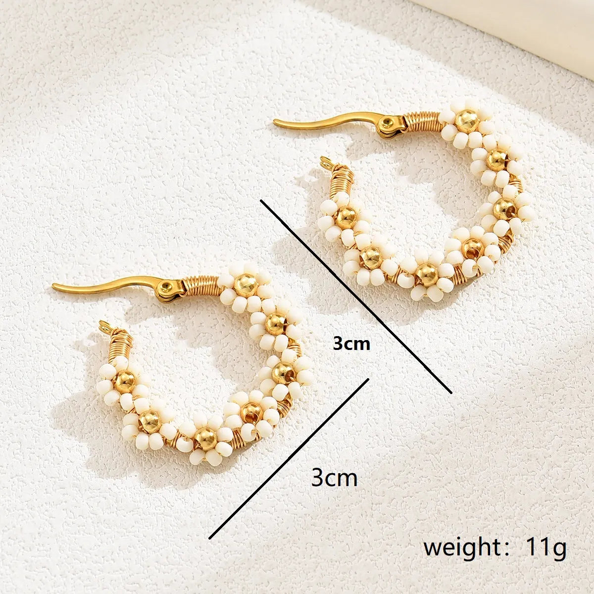 1 Pair Vacation Flower Plating Stainless Steel Plastic 18k Gold Plated Hoop Earrings