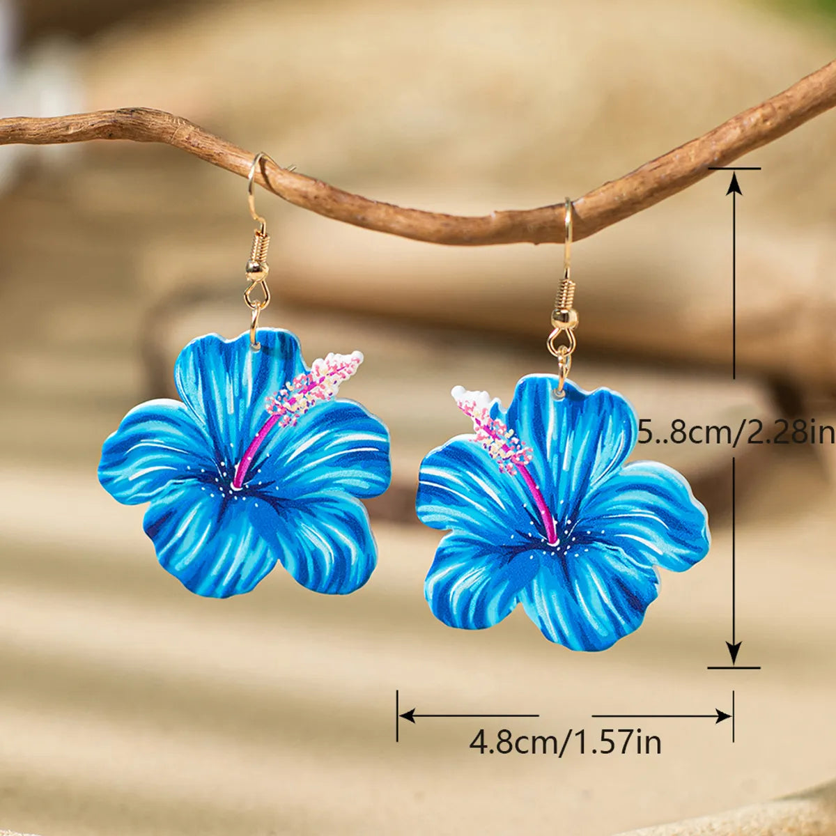 1 Pair Vacation Flower Wood Ear Hook