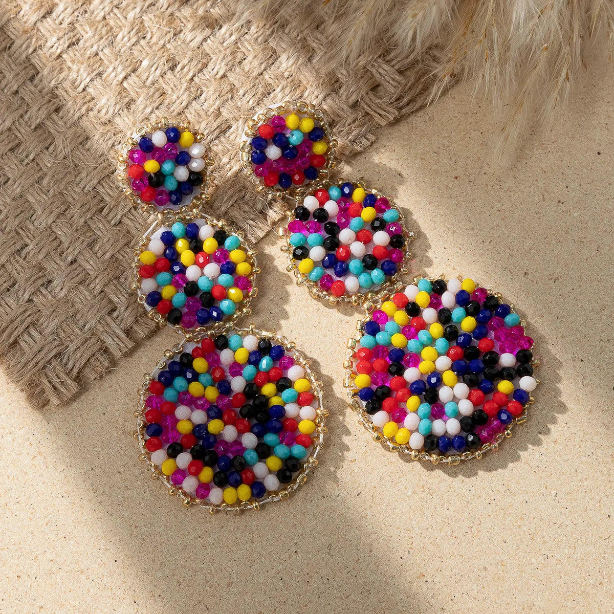 1 Pair Vacation Geometric Glass Beads Drop Earrings