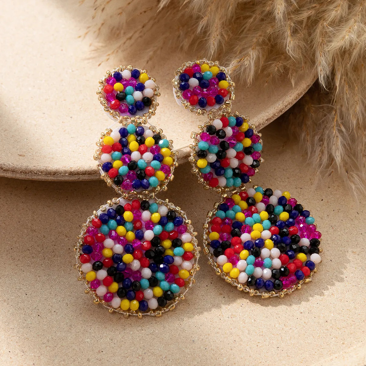 1 Pair Vacation Geometric Glass Beads Drop Earrings