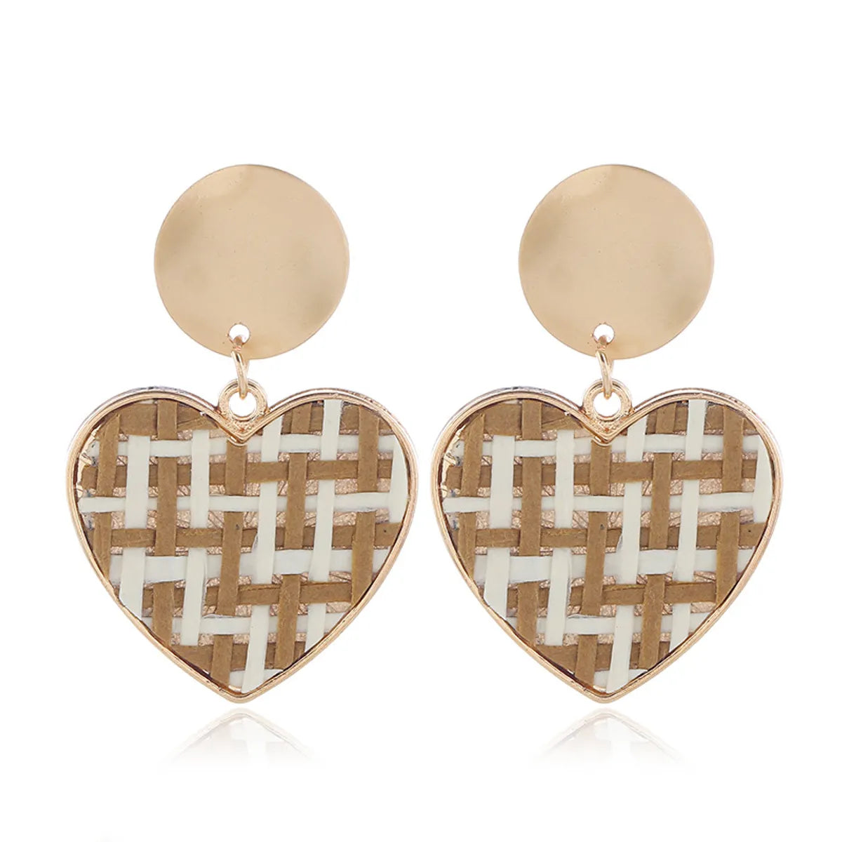 1 Pair Vacation Heart Shape Alloy Straw Drop Earrings