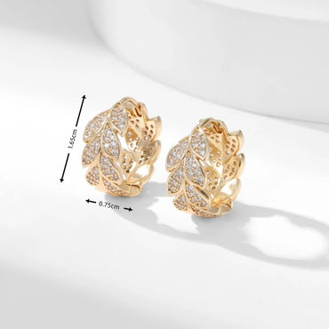 1 Pair Vacation Leaf Leaves Plating Inlay Copper Zircon Gold Plated Earrings