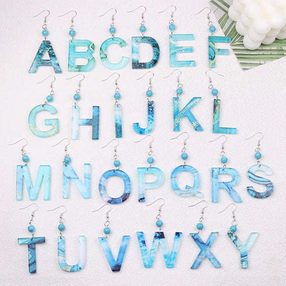 1 Pair Vacation Letter Arylic Drop Earrings