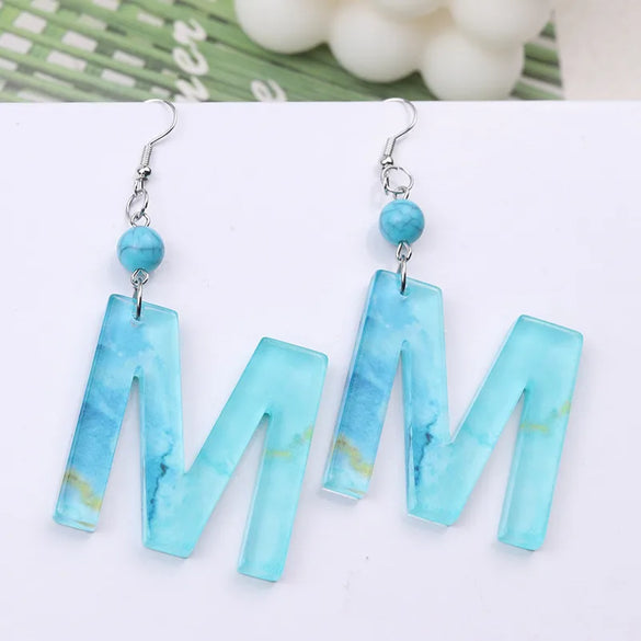 1 Pair Vacation Letter Arylic Drop Earrings