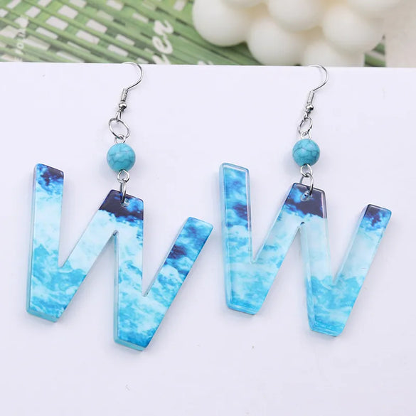1 Pair Vacation Letter Arylic Drop Earrings