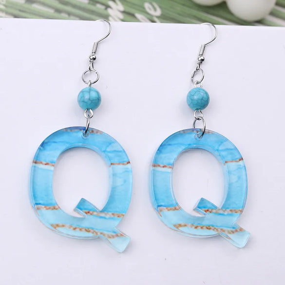 1 Pair Vacation Letter Arylic Drop Earrings