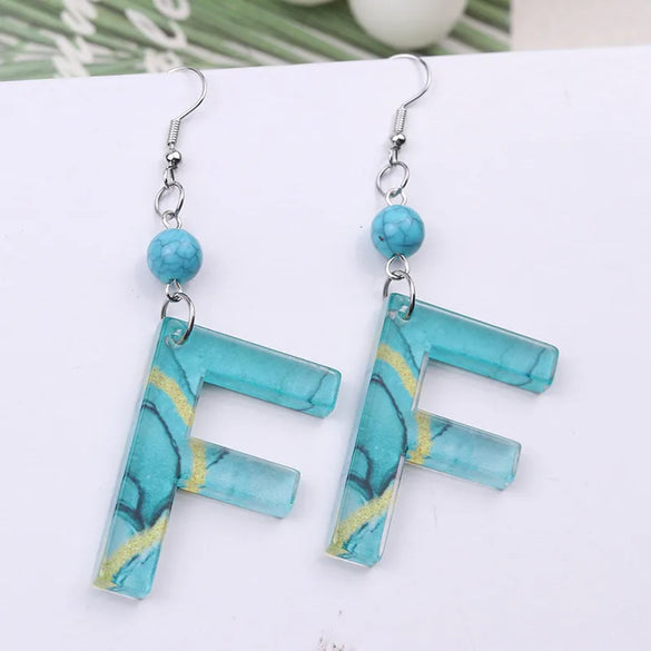 1 Pair Vacation Letter Arylic Drop Earrings