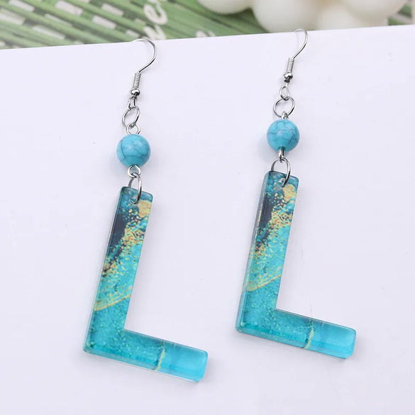1 Pair Vacation Letter Arylic Drop Earrings