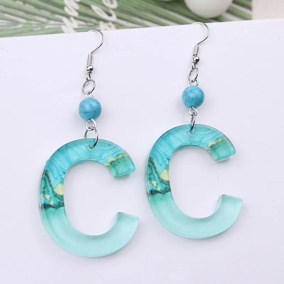 1 Pair Vacation Letter Arylic Drop Earrings