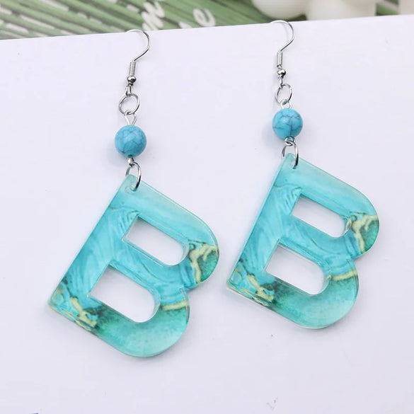 1 Pair Vacation Letter Arylic Drop Earrings