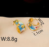 1 Pair Vacation Marine Style Beach Scallop Starfish Epoxy Plating Inlay Copper Freshwater Pearl 18K Gold Plated Ear Studs