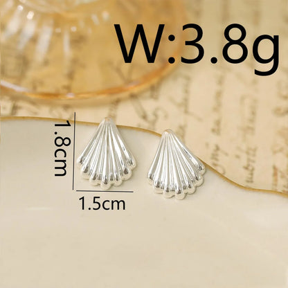 1 Pair Vacation Marine Style Beach Seashells Polishing Plating Chain Copper White Gold Plated Ear Studs