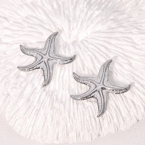 1 Pair Vacation Marine Style Beach Starfish 304 Stainless Steel 18K Gold Plated Ear Studs