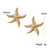 1 Pair Vacation Marine Style Beach Starfish 304 Stainless Steel 18K Gold Plated Ear Studs