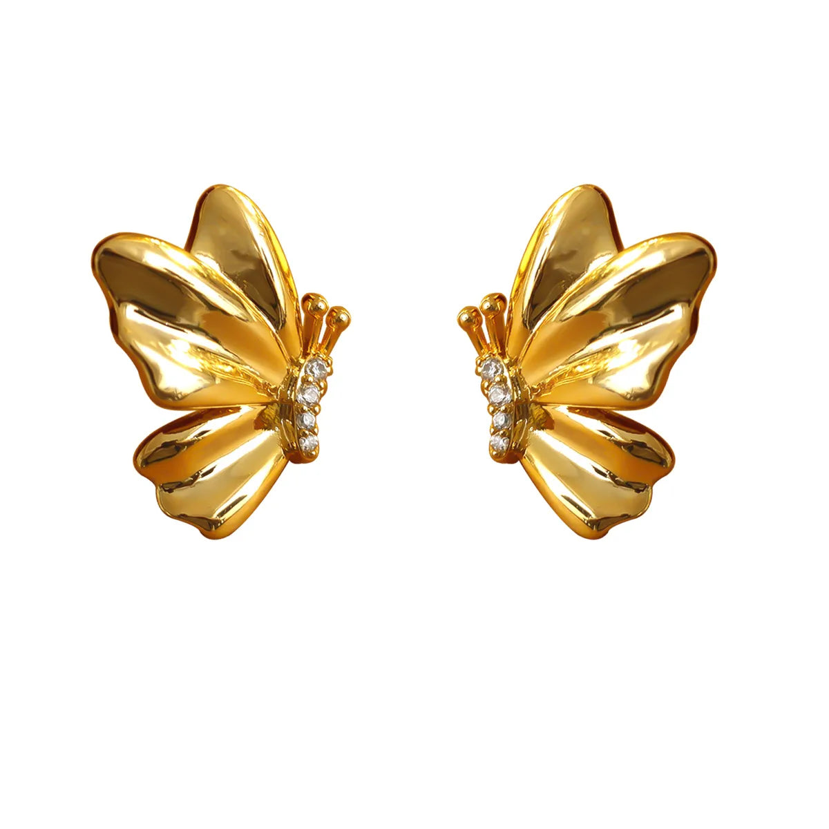 1 Pair Vacation Marine Style Butterfly Plating Copper 18K Gold Plated White Gold Plated Ear Studs