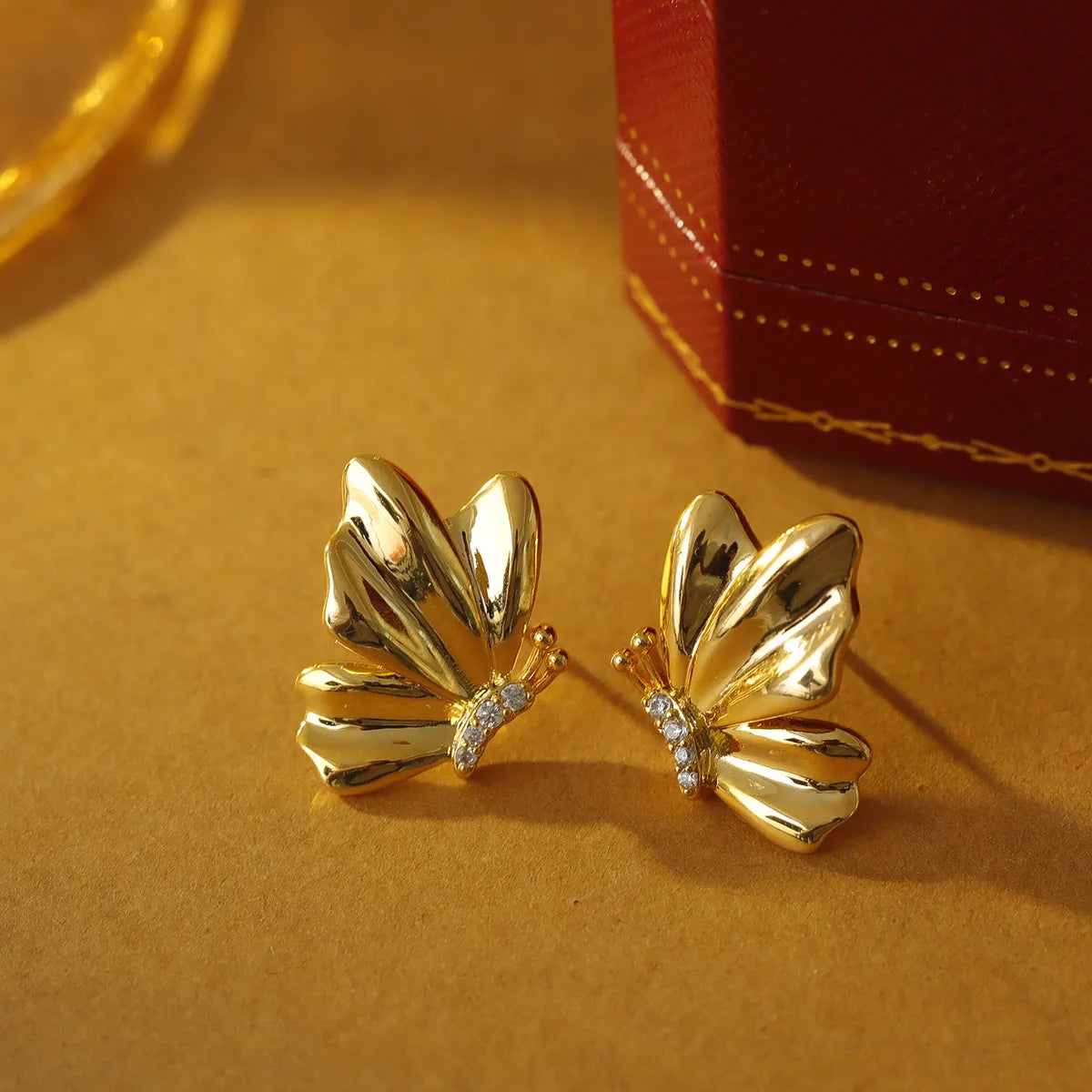 1 Pair Vacation Marine Style Butterfly Plating Copper 18K Gold Plated White Gold Plated Ear Studs