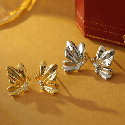 1 Pair Vacation Marine Style Butterfly Plating Copper 18K Gold Plated White Gold Plated Ear Studs