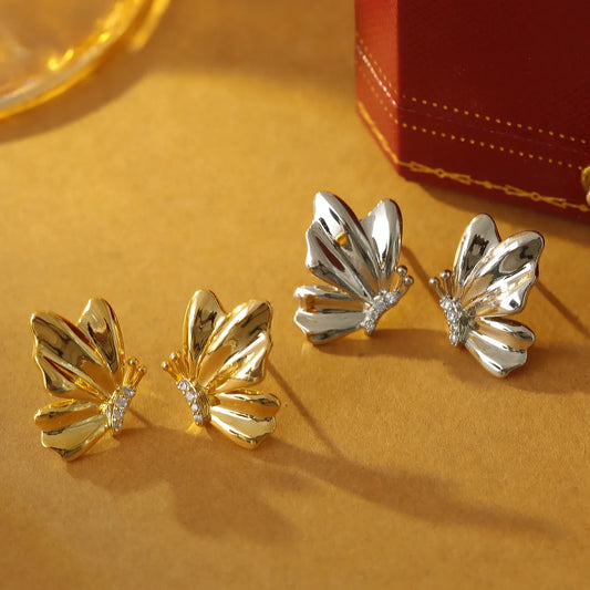 1 Pair Vacation Marine Style Butterfly Plating Copper 18K Gold Plated White Gold Plated Ear Studs