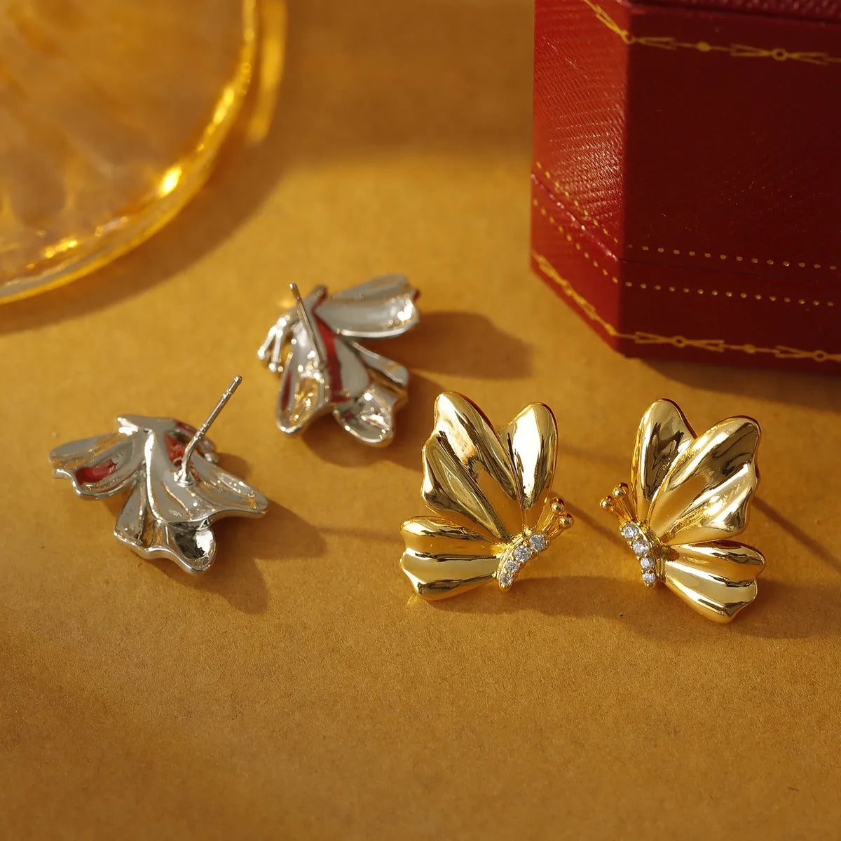 1 Pair Vacation Marine Style Butterfly Plating Copper 18K Gold Plated White Gold Plated Ear Studs