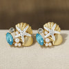 1 Pair Vacation Marine Style Geometric Starfish Plating Inlay Zinc Alloy Artificial Pearls Glass Shell Ear Studs