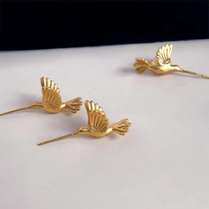 1 Pair Vacation Marine Style Peace Dove Plating Copper 14K Gold Plated Ear Studs