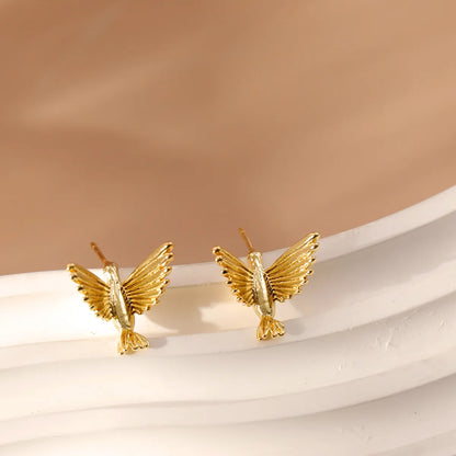 1 Pair Vacation Marine Style Peace Dove Plating Copper 14K Gold Plated Ear Studs