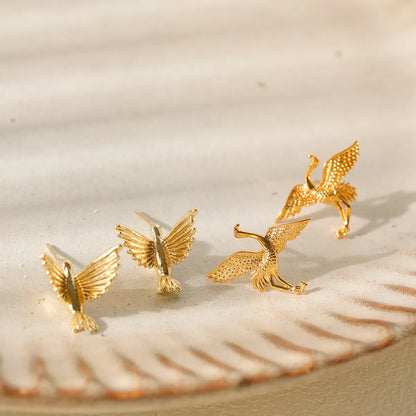 1 Pair Vacation Marine Style Peace Dove Plating Copper 14K Gold Plated Ear Studs