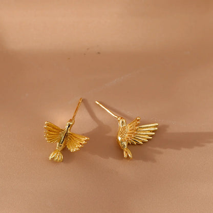 1 Pair Vacation Marine Style Peace Dove Plating Copper 14K Gold Plated Ear Studs