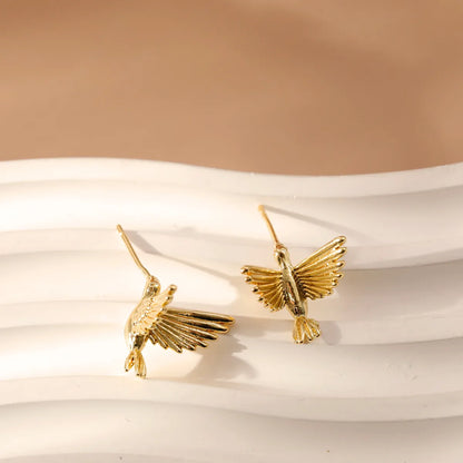 1 Pair Vacation Marine Style Peace Dove Plating Copper 14K Gold Plated Ear Studs