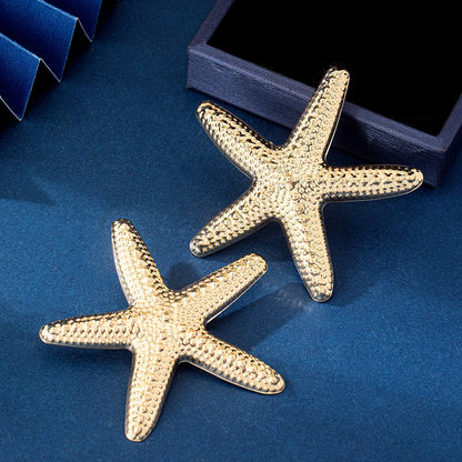 1 Pair Vacation Marine Style Starfish Iron Ear Studs