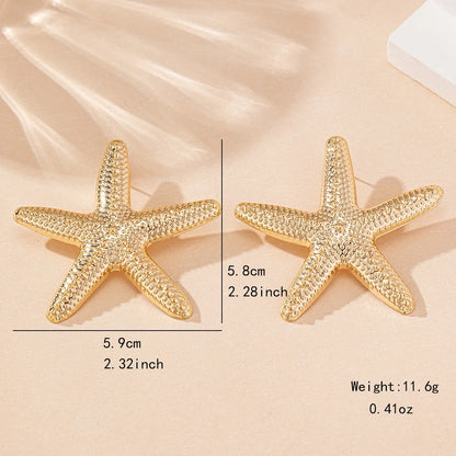 1 Pair Vacation Marine Style Starfish Iron Ear Studs