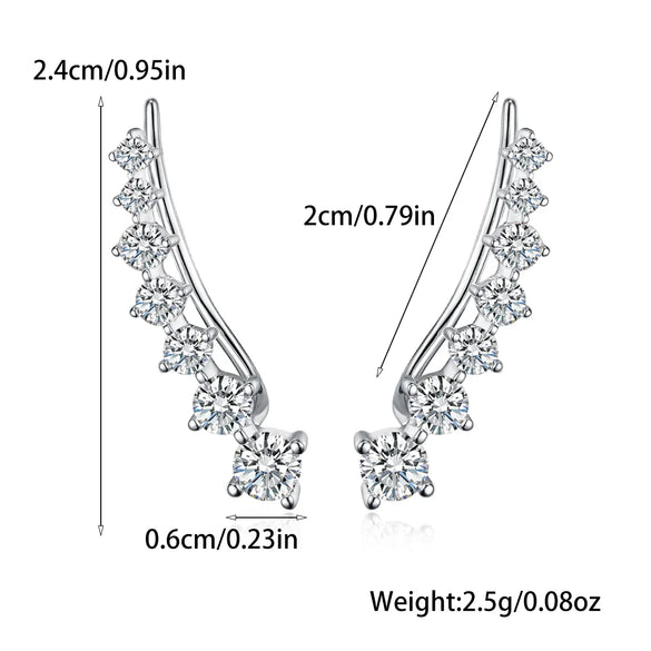 1 Pair Vacation Modern Style Classic Style Round Round Dots Inlay Sterling Silver Zircon White Gold Plated Ear Cuffs