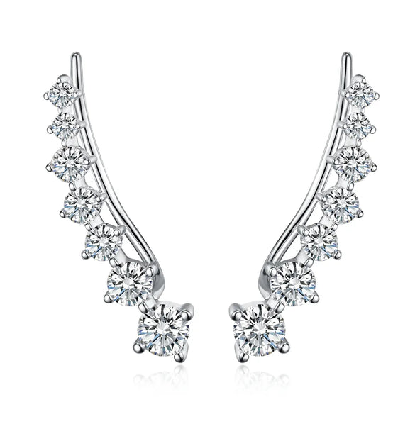 1 Pair Vacation Modern Style Classic Style Round Round Dots Inlay Sterling Silver Zircon White Gold Plated Ear Cuffs