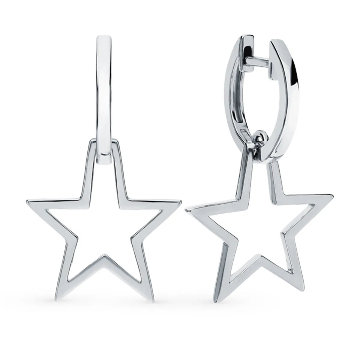 1 Pair Vacation Modern Style Classic Style Star Hollow Out Sterling Silver White Gold Plated Drop Earrings