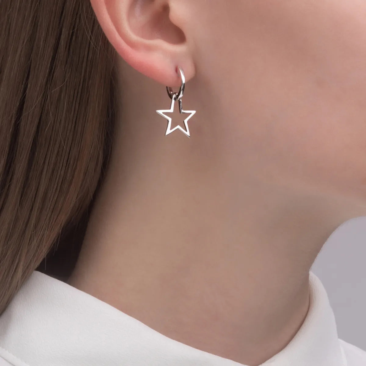 1 Pair Vacation Modern Style Classic Style Star Hollow Out Sterling Silver White Gold Plated Drop Earrings