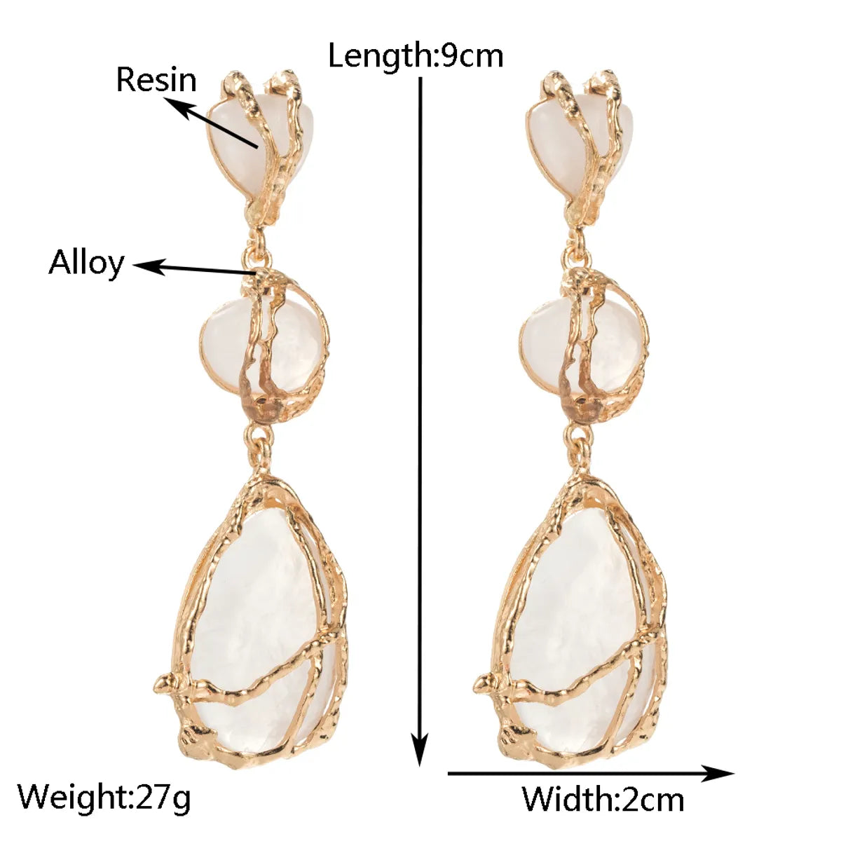 1 Pair Vacation Modern Style Classic Style Water Droplets Plating Inlay Alloy Resin Resin Gold Plated Drop Earrings