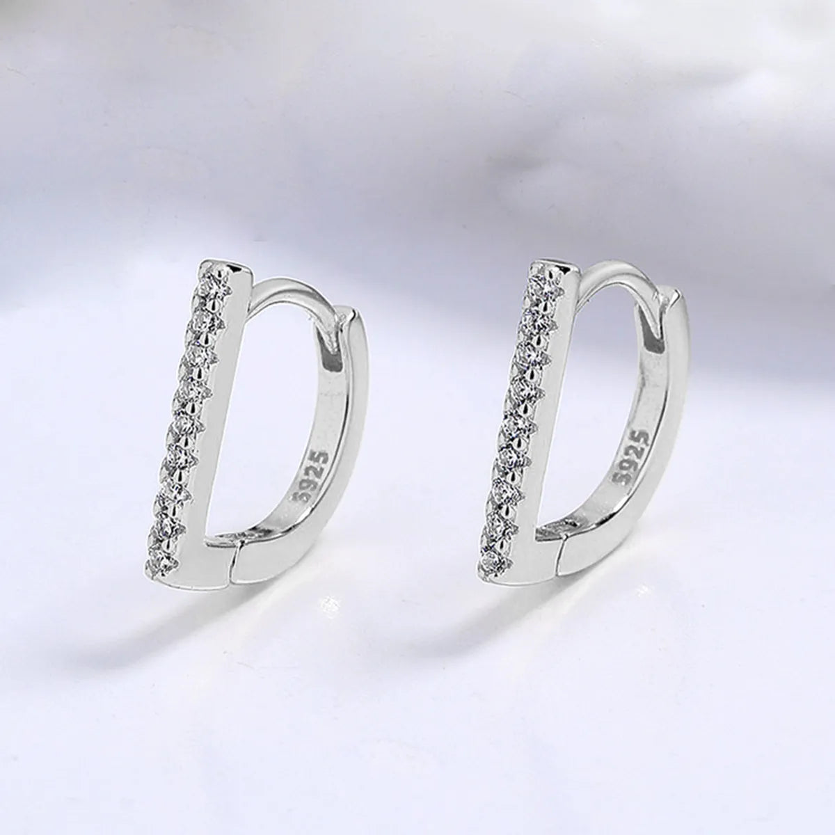 1 Pair Vacation Modern Style Simple Style Geometric Inlay Sterling Silver Zircon White Gold Plated Gold Plated Earrings