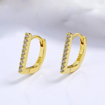 1 Pair Vacation Modern Style Simple Style Geometric Inlay Sterling Silver Zircon White Gold Plated Gold Plated Earrings