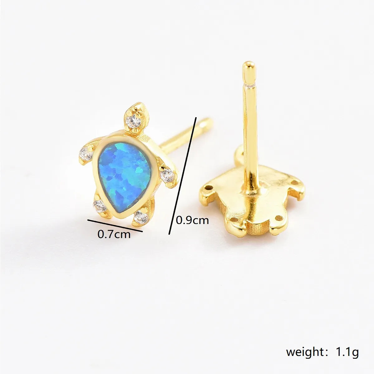 1 Pair Vacation Modern Style Sweet Tortoise Inlay Sterling Silver Zircon Ear Studs