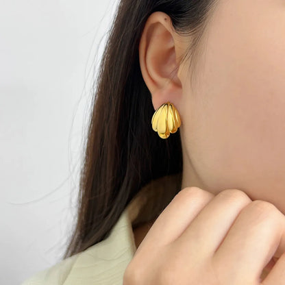 1 Pair Vacation Oversized Shell Plating 304 Stainless Steel 316 Stainless Steel  18K Gold Plated Ear Studs