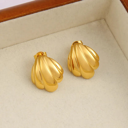 1 Pair Vacation Oversized Shell Plating 304 Stainless Steel 316 Stainless Steel  18K Gold Plated Ear Studs