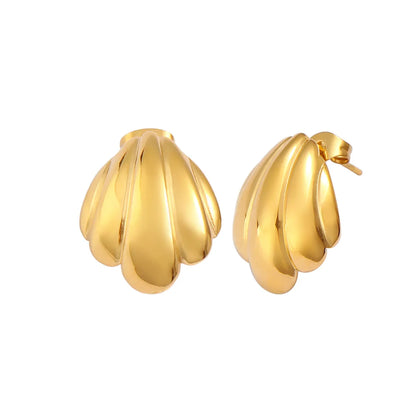 1 Pair Vacation Oversized Shell Plating 304 Stainless Steel 316 Stainless Steel  18K Gold Plated Ear Studs