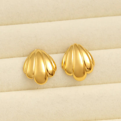 1 Pair Vacation Oversized Shell Plating 304 Stainless Steel 316 Stainless Steel  18K Gold Plated Ear Studs