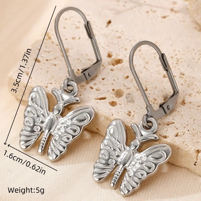 1 Pair Vacation Pastoral Simple Style Star Heart Shape Butterfly Plating 304 Stainless Steel 18K Gold Plated Drop Earrings