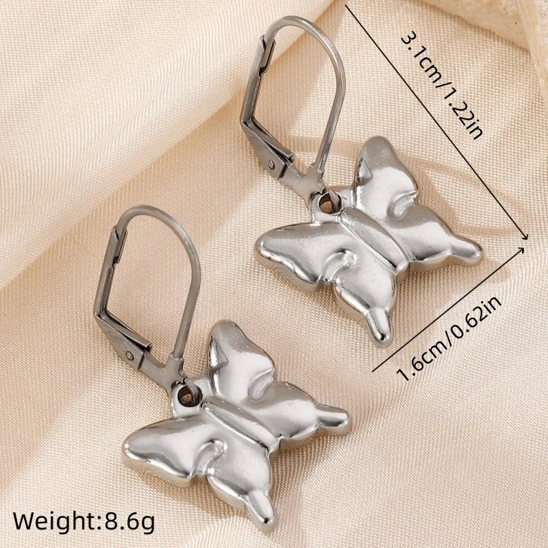 1 Pair Vacation Pastoral Simple Style Star Heart Shape Butterfly Plating 304 Stainless Steel 18K Gold Plated Drop Earrings