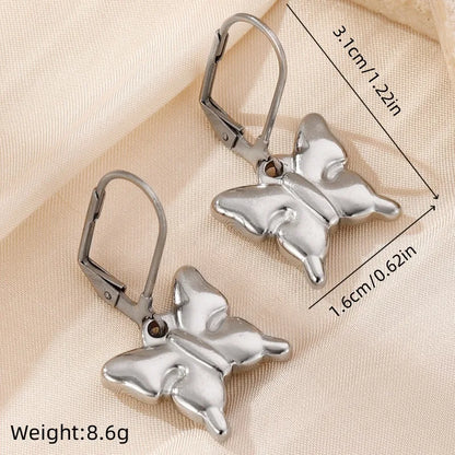 1 Pair Vacation Pastoral Simple Style Star Heart Shape Butterfly Plating 304 Stainless Steel 18K Gold Plated Drop Earrings