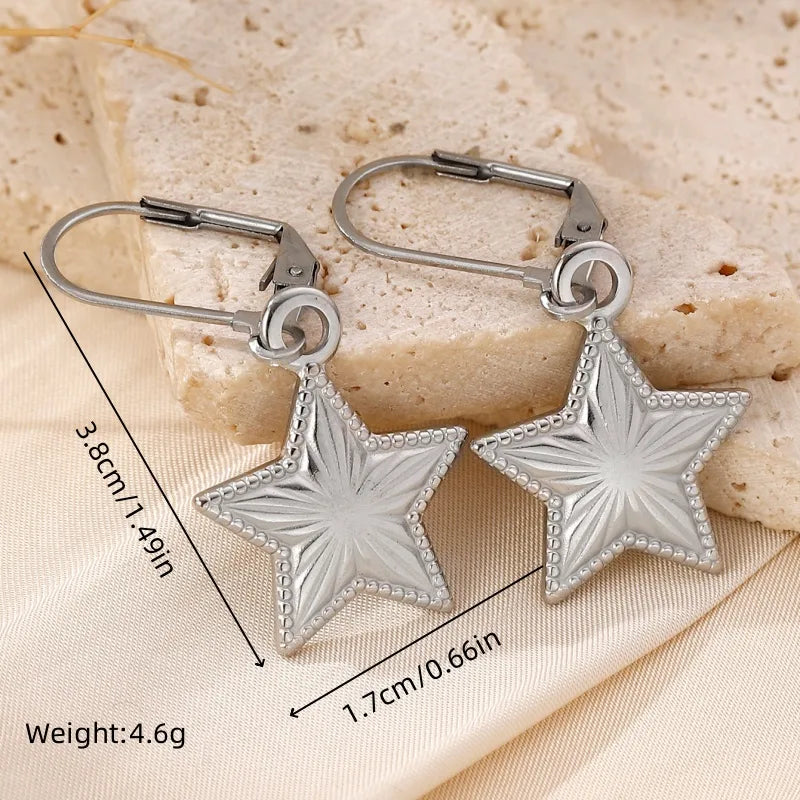 1 Pair Vacation Pastoral Simple Style Star Heart Shape Butterfly Plating 304 Stainless Steel 18K Gold Plated Drop Earrings