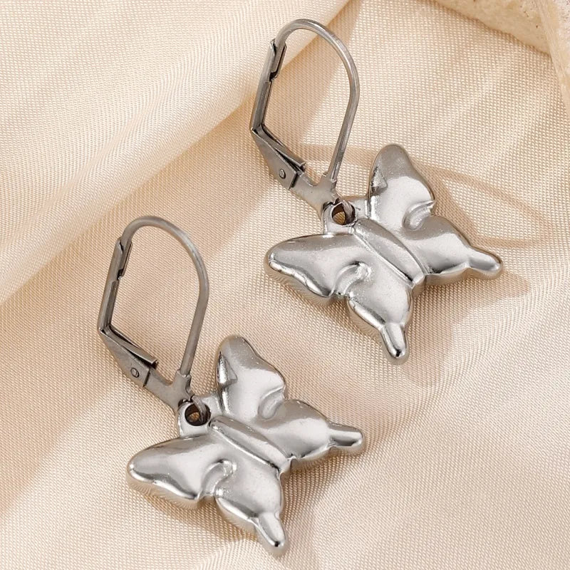 1 Pair Vacation Pastoral Simple Style Star Heart Shape Butterfly Plating 304 Stainless Steel 18K Gold Plated Drop Earrings