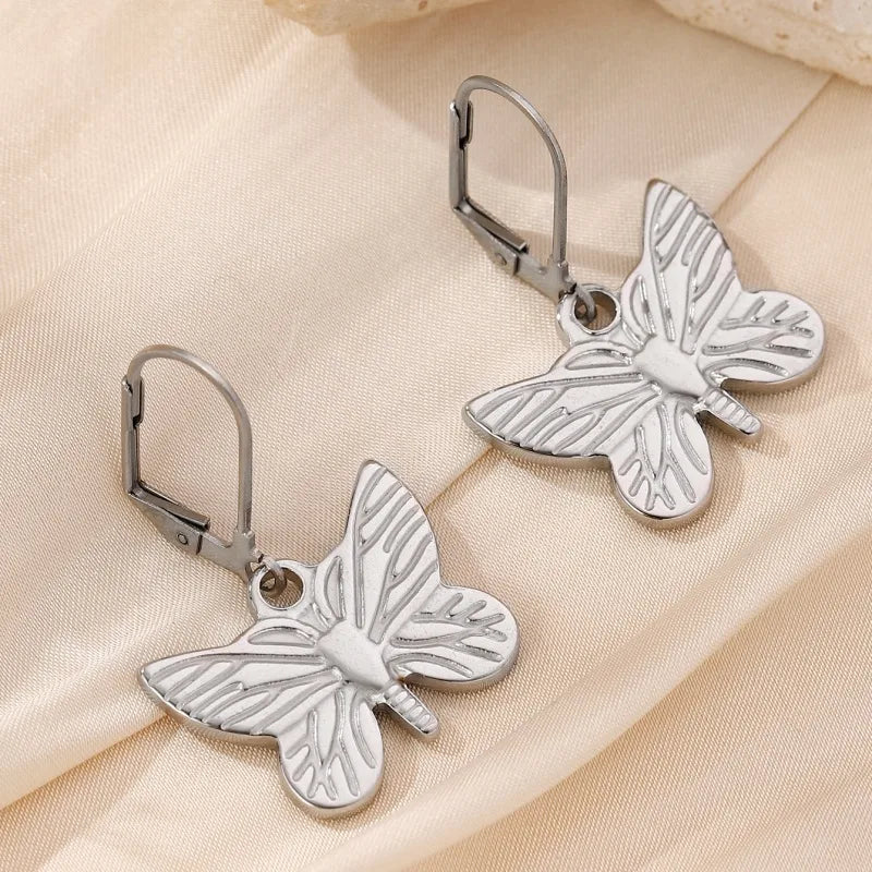 1 Pair Vacation Pastoral Simple Style Star Heart Shape Butterfly Plating 304 Stainless Steel 18K Gold Plated Drop Earrings